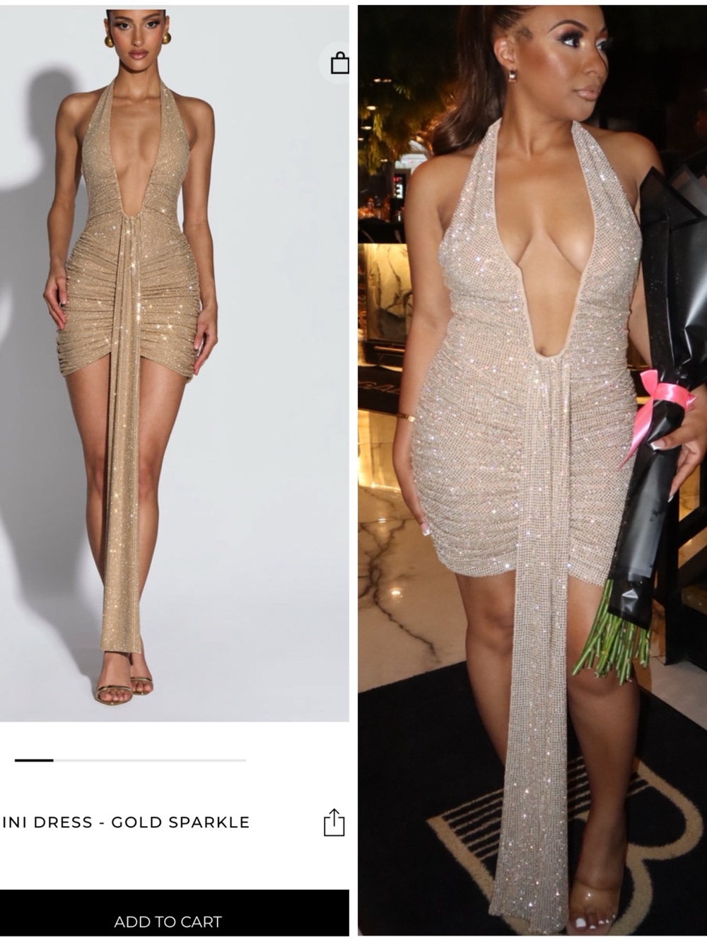 (M) Baby Boo Rosetta Mini Dress Gold